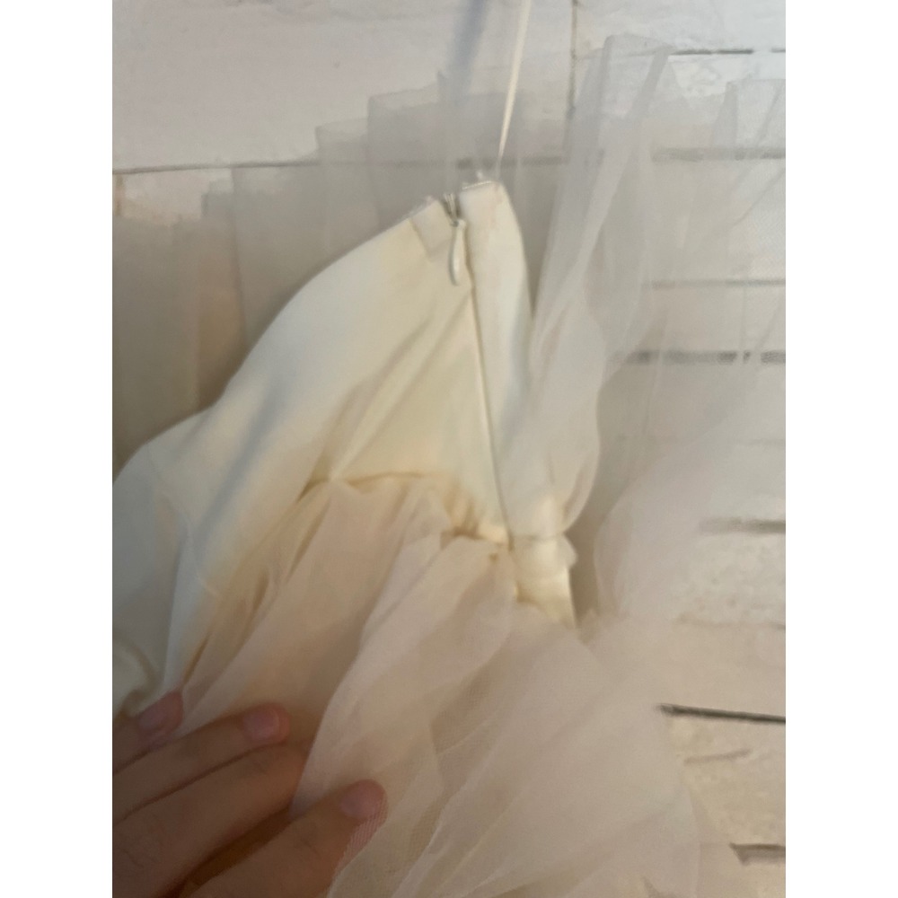 Mable Cream Tulle Ruffle Mini Dress Strapless Tiered Party Bridal Size Large - Picture 3 of 4